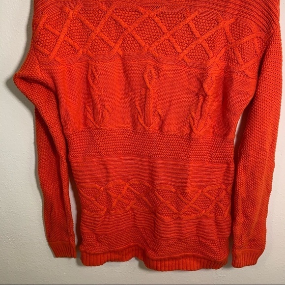 Talbots Boatneck Sweater Orange Anchor Knit - Picture 7 of 16
